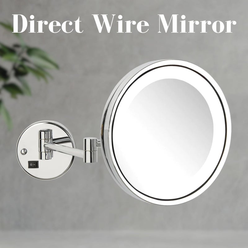 JERDON Lighted Wall-Mounted Makeup Mirror - Direct Wire Magnifying Mirror with LED Lights - 5X - Chrome Finish - Model HL1016CLD - Image 2